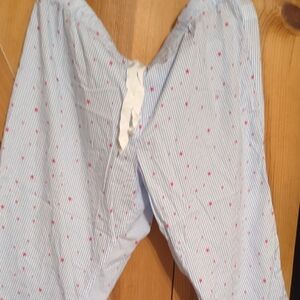 J. Crew Light Blue and White Striped Pants with Red Stars